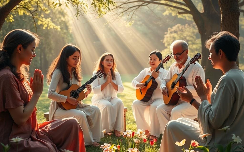 Músicos orando